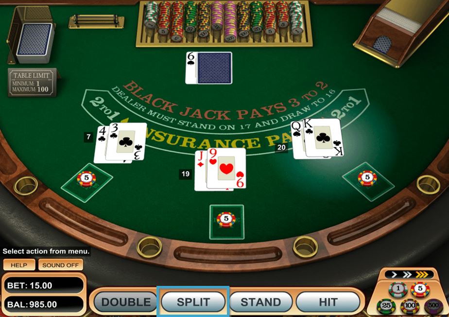 Blackjack Split Button