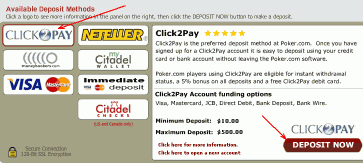 Click2Pay account funding options
