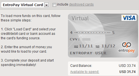 Funding an EntroPay account